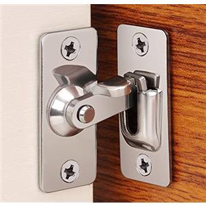 KAFENDA Serratura di sicurezza con serratura ad angolo retto a 90 gradi, serratura in acciaio inossidabile, utilizzata per recinzioni, porte e finestre in legno (silver)