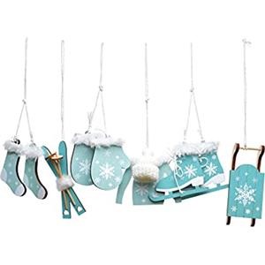 HEITMANN DECO Ornamento per albero di Natale, naturale, blu, bianco, circa 4-6,5 cm