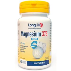 LongLife Magnesium 375® Relax | Ciclo del sonno e rilassamento | 5 sali di magnesio ad alta biodisponibilità | Melatonina ed estratti di passiflora e melissa | 60 tabs | Senza glutine e doping free