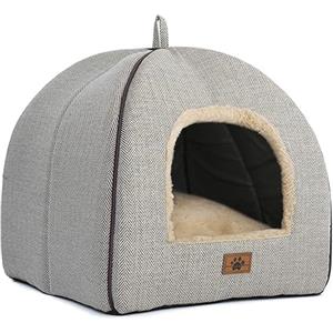 WINDRACING Cuccia da interni per gatti, lettino a cupola stile tenda, con cuscino imbottito rimovibile e lavabile, autoriscaldante