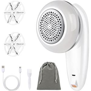 URAQT Levapelucchi Elettrico, Levapelucchi Elettrico Rasoio con Lama Extra e Spazzola, Levapelucchi Elettrico Ricaricabile USB per Maglione, Coperta, Cotone, Lana, Cashmere (Argento)