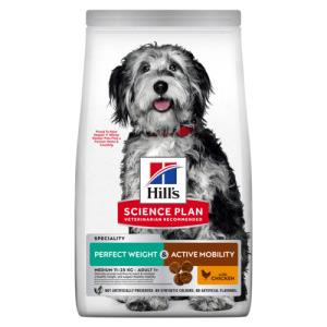 Hill's Science Plan Adult Perfect Weight & Active Mobility Medium con Pollo - Alimento Secco Completo per Cani di Media Taglia, 12 kg