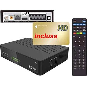 ANFEL Decoder Satellitare HD compatibile con tessera Tivu satellitare è con tessere Viaccess CON TESSERA SAT INCLUSA Bware 540 545,DVB-S2 HEVC H265 MAIN 10,Telecomando 2 in 1 per il ricevitore e la TV
