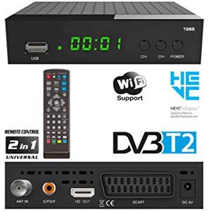 ANFEL Decoder Digitale Terrestre DVB T2 / HDMI/DVB T2 HEVC/Full HD Ricevitore TV/USB PLAY/WIFI APP/DVB-T2 / Decoder Digitale Terrestre Scart, Decoder, Nero CAVO HDMI INCLUSO