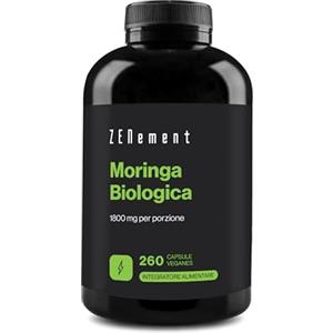 Zenement Moringa Certificata e Biologica - 1800mg per Dose - 180 Moringa Capsule Vegan - Integratore Moringa Oleifera Biologica 100% - Fonte di Vitamine, Minerali e Proteine - Moringa Polvere (Moringa Powder)