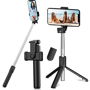 Vinmooog Asta Selfie Treppiede 3 in 1 Asta Selfie Bluetooth, Selfie Stick Treppiede Bastone Selfie Bluetooth estensibile Telescopico Monopiede regolabile con telecomando rimovibile e supporto stabile