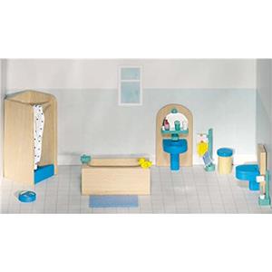 Goki 51903 - Mobili per casa delle bambole, bagno, 17 pezzi