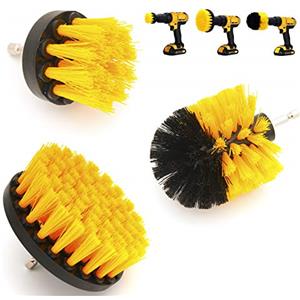 DTXLX Spazzole Trapano 3 pezzi pulisci fughe pavimenti elettrico pulizia, per pulizia pavimenti domestici e aziendali,mattoni,servizi igienici,vasche bagno,lavandini,automobili(Giallo)