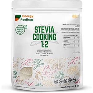 Energy Feelings Stevia Cooking 1:2-1Kg, Mix di Eritritolo con Stevia in Polvere. Dolcificante Naturale Vegano Senza Zucchero nè Glutine, Addolcisce il doppio dello Zucchero