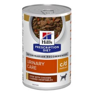 Hill's Prescription Diet C/D Multicare Urinary Care - Spezzatino di Pollo e Verdure per Cani Adulti, 12 Lattine da 354g
