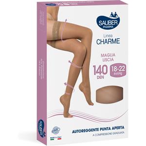 DESA PHARMA Autoreggente Punta Aperta 140 Denari Maglia Liscia Neutro Beige Taglia 4 - Linea Classica