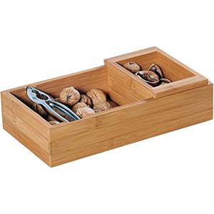 Kesper 62830 ciotola quadrata con schiaccianoci, Legno, Marrone, 30 x 16.5 x 7,5 cm