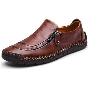 Moodeng Mocassini Uomo Pelle Estivi Classic Scarpe Loafers Slip On Scarpe da Guida Scarpe da Barca (Marrone Scuro, Numeric_41)
