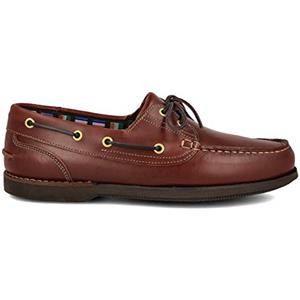PAYMA - Scarpe da Barca Mocassino Uomo in Pelle Sportivo Casual. Pelle Ingrassata. con o Senza Lacci. Suola di Gomma. Taglie Grandi Colore: Brandy Lacci, Taglie EU 41