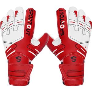Sportout guanti per portiere, per adulti e bambini,ottima vestibilità e funzionalità, sicuri e confortevoli, imbottita per le vostre mani per ridurre il rischio di infortuni,Nero