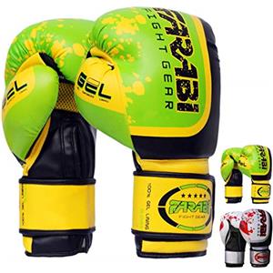 Farabi Sports 10, 12, 14, 16 oz Farabi Sports Guantoni da boxe per uomo e donna ideali per sparring, MMA, Muay Thai, Kickboxing, allenamento, palestra e pugni (Green, 12-oz)