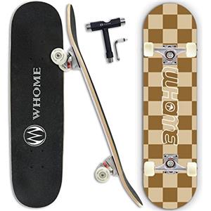 WHOME Skateboard per Adulto/Bambino Ragazza/Boy Principiante/Pro - 31x8 Standard Skate Board Completo 8-ply Alpine Maple Deck ABEC-9 Cuscinetti con T-Tool