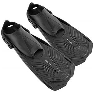 SEAC Vela OH, Pinne Corte da Snorkeling e Nuoto in Piscina con Cinghiolo Regolabile Unisex Adulto, Nero, M/L