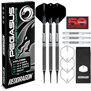 RED DRAGON Pegasus Freccette Soft Tungsteno 18g con Alette Freccetta Bianco, Gambi Freccette Bianco