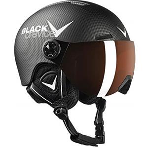 BLACK CREVICE Casco da sci per bambini Leogang I Casco da sci con visiera stile pilota in diversi colori I Casco da snowboard unisex I Casco da sci (48-52, Opaco Gun/Arancia)