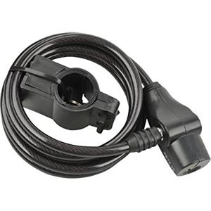 Fischer Lucchetto a Spirale, 180 cm, con Due Chiavi, Diametro 8 mm, con Supporto per Telaio, Lucchetto per Bicicletta, Nero