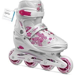 Roces Jokey 3.0 Girl, Pattino Inline jr Bambina, Bianco-Rosa, 26/29