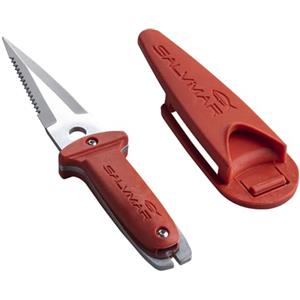 Salvimar ST-Blade 75 - Coltello da Pesca Subacquea Rosso con Lama Stiletto Doppio Filo e Foro per Raddrizzare Aste