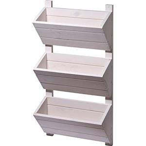 dobar® Green Label 58381FSCe - Fioriera da Parete con 3 fioriere, Scala per Fiori in Legno, per Montaggio a Parete, Scala per Giardino, terrazza, Balcone, 38 x 17,5 x 79 cm, Colore: Bianco