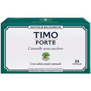 Erboristeria Magentina Timo Forte Pastiglie Balsamiche 24 Pezzi - Caramelle senza zucchero a base di oli essenziali di timo