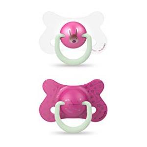 Suavinex Succhietto Night&Day in Silicone, da 18 Mesi, Coniglio Rosa - 2 Pezzi, Coniglio Rosa - 140 g