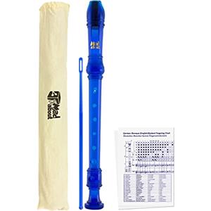 Mad About Rec02 Flauto Dolce Soprano con Custodia, Scovolino per Pulizia e Tabella per Diteggiatura, Blu