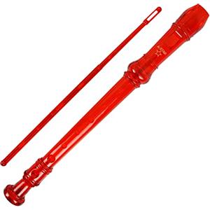 A-Star Flauto dolce scolastico soprano/discendente, diteggiatura inglese/barocca - Chiave di C con diagramma di apprendimento, borsa, bacchetta per la pulizia - Rosso