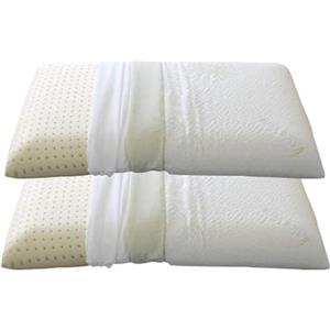 EVERGREENWEB MATERASSI & BEDS Evergreenweb - Coppia Cuscini Lattice 100% con Fodera Aloe Vera e Cotone Naturale, Cuscino Detraibile h 12 cm, Tessuto Sfoderabile e Lavabile, Guanciali Letto Ortopedici per Tutti Materassi