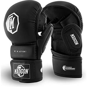 MADGON Guanti MMA Sparring - Guantoni da Boxe Resistenti Realizzati con Materiali di Alta Qualità - Guanti Boxe con Imbottitura Extra Spessa per Arti Marziali, Boxe, Kickboxing, MMA - Borsa Inclusa