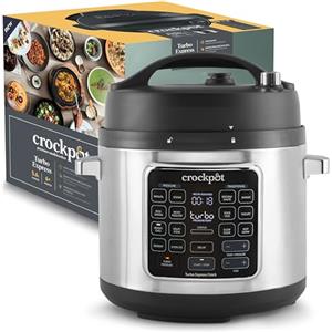 Crock-pot TURBO Express MultiCooker 5.6l, 6 Persone,Programmabile,14 funzioni pre-impostate,Cottura a Pressione, Vapore,Slow Cooker,Rosolatura,Sous Vide,Bollitura,Sterilizzazione,Yogurt,1400W,Argento