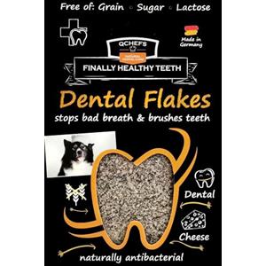 QCHEFS Dental Flakes - Fiocchi Dentali Naturali per Cani, Igiene Orale, Antibatterici e Senza Additivi, 90g