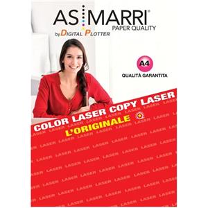 AS MARRI Carta Fotografica Laser A4 200gr 100 Fogli Lucido Fronte-Retro Bianco