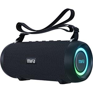 MIFA A90 Casse Portatili Bluetooth Impermeabile Luce LED RGB True Wireless Stereo 30 Ore di Riproduzione, micro-SD, Chiavetta USB, Jack da 3,5 mm, Ricarica di Type C, Nero