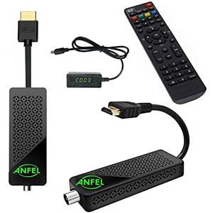 ANFEL Decoder Digitale Terrestre HDMI STICK TV DVB-T2 H.265 HEVC 265 10 bit DVB-T2 HD Mini Stick USB Ricevitore Formato Pocket Piccolo PER RETRO TV CON CAVO HDMI INTEGRATO