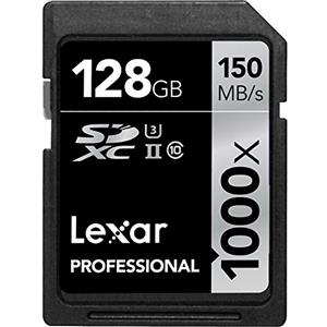 Lexar Professional 128GB SDXC UHS-II 1000x - Velocità di lettura fino a 250 MB/s, scrittura minima 60 MB/s, Classe 10