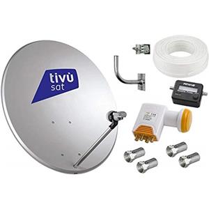 DIGIQUEST KIT SATELLITE:PARABOLA 80 CM+LNB 4 USCITE+CAVO+FINDER+STAFFA+SPINOTTI