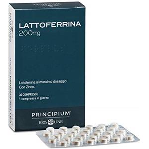 BIOS LINE Principium Lattoferrina, Lattoferrina polvere arricchita con zinco, Utile per rafforzare le difese immunitarie dell'organismo, Senza glutine e adatta a vegetariani, 200 mg