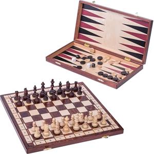 SQUARE GAME SQUARE - Gioco SENATORE - 3 in 1 - Scacchi in legno - Bckgammon - Dama - 40 x 40 cm