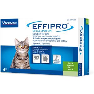 Virbac Effipro Spot-On Gatti 4 pipette da 0,5 ml per gatti - Antiparassitario per gatti - 1° ORDINE? scegli tra BZR5 - BZR20 + 200 pt fedeltà