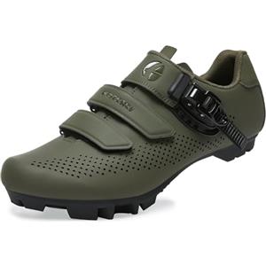 FOTGOAT Uomo Scarpe MTB Donna, Scarpe Mountain Bike Compatibili con Pedali SPD 2 Bulloni con Tacchette, Scarpe Ciclismo Uomo Donna All'aperto Green 46 EU