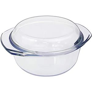 karadrova Casseruola in Vetro Rotonda & Coperchio 1.5L 17cm Pirofila & Manici Pirofila da Forno Temperato Tegame Trasparente Casseruola Tonda Casseruola Forno Alta Resistenza