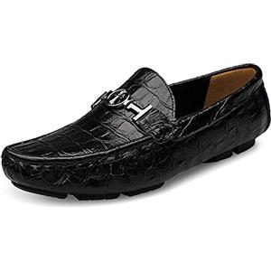 Asifn Mocassini Casual Invernali Piatti Incrociati da Uomo Scarpe Barca Classiche in Pelle Guida Passeggio（Nero,41/42 EU,42 Taglia del Marchio