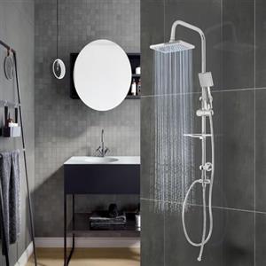 OGOMONDO Colonna Doccia Attrezzata Luna Ottone Cromato Soffione Quadro Doccetta Collegabile a Miscelatore Termostatico o Presa d'Acqua a Muro