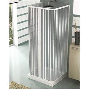 GRANISUD Box Doccia 3 Lati 2 Ante a Soffietto Apertura Centrale In PVC H185x 70x90x70 cm Bianco Caldoni Mars