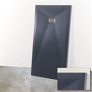 Yellowshop - Piatto Doccia Curvo Quadrato Rettangolare Marmoresina Effetto Pietra Bugnato Grigio Antracite (Rettangolare, 80 x 100 Cm)